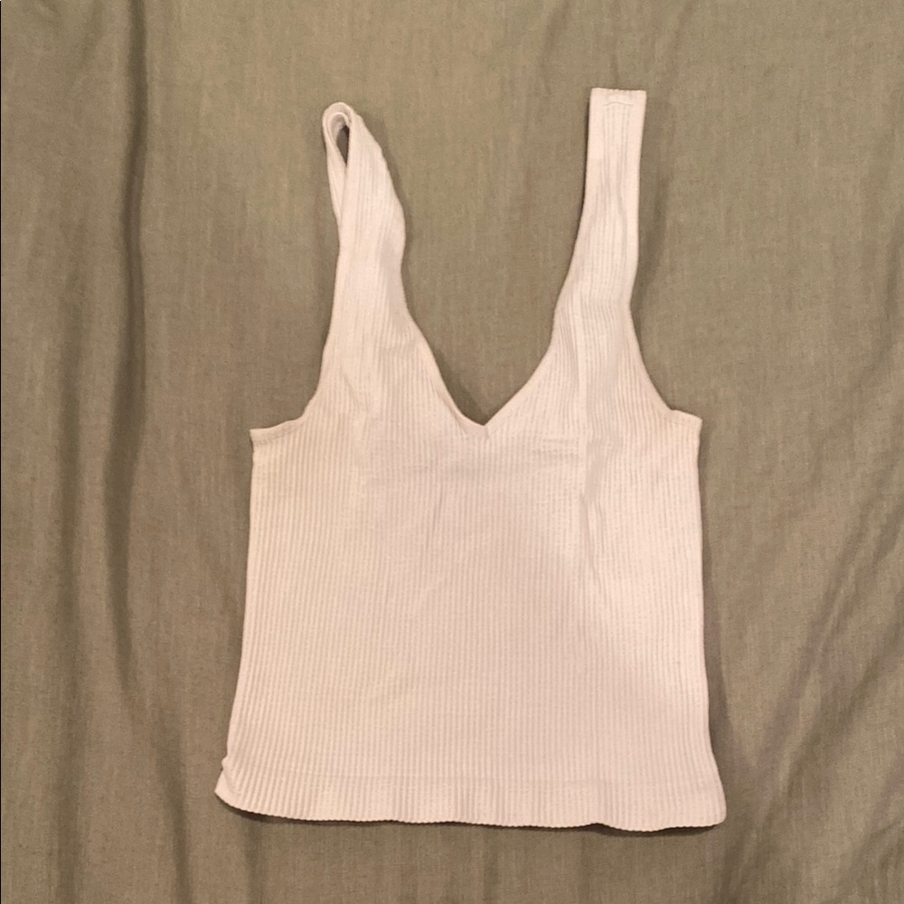 Women's White Ribbed Top